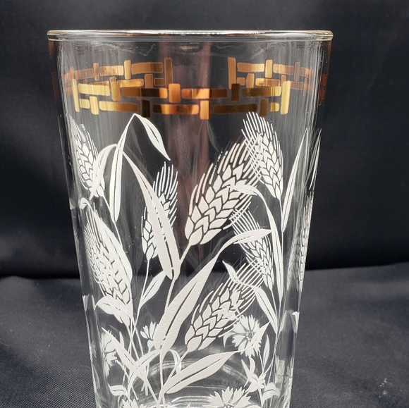 Vintage MCM Hazel Atlas 9 Gold with White wheat Tumblers - Picture 3 of 7